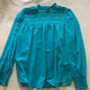 Teal High Neck Blouse